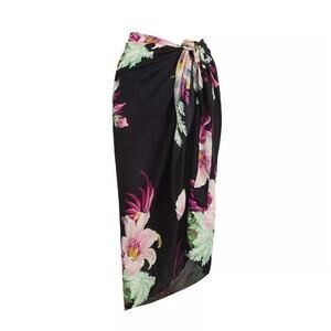 Walter Baker Black Floral Swim Sarong